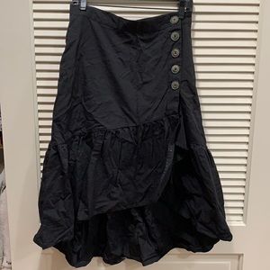 Black high low skirt with ruffle and side buttons